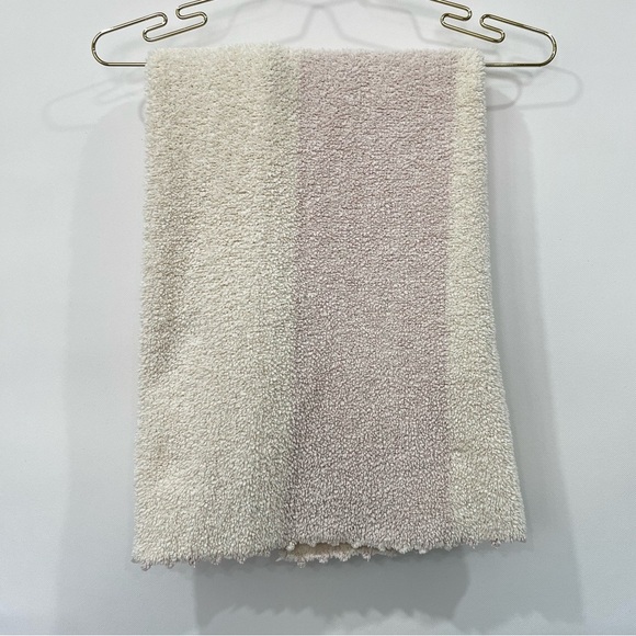 Barefoot Dreams Cozy Chic Stripe Receiving Blanket Cream Blush Pink Style# 517 - Picture 6 of 9